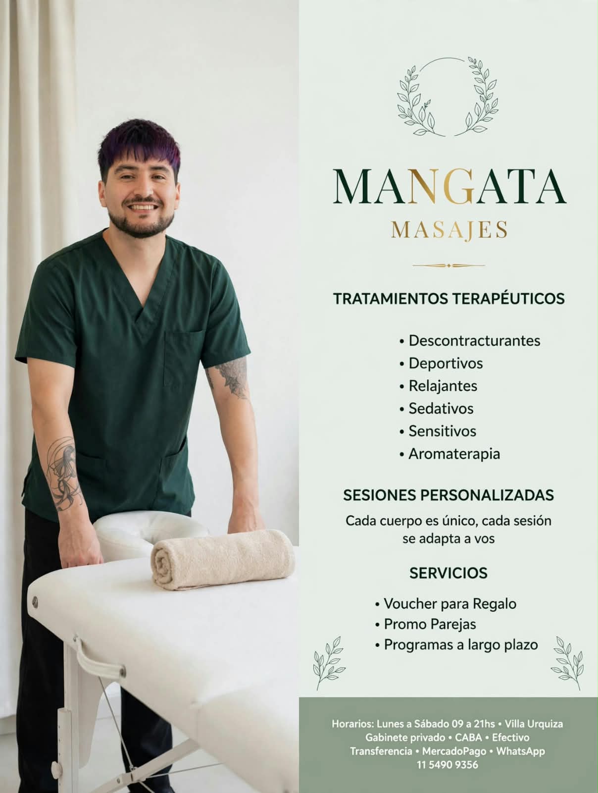 Folleto de tratamientos de Mangata Masajes